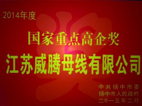 彩神母线公司获“国家重点高企”奖